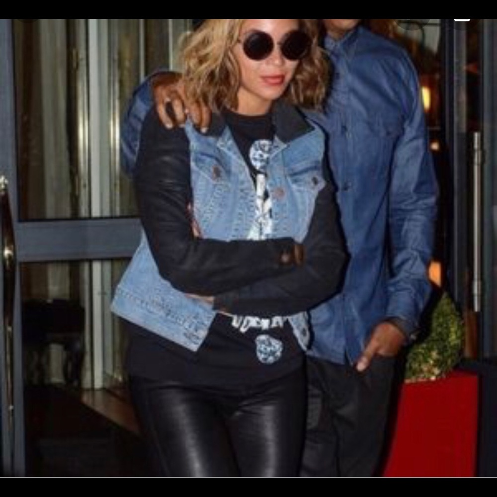 J Brand Light Blue Denim Jacket with Black Sleeves